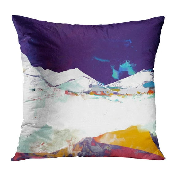 BOSDECO Blue Expressionism Oil Painting Abstract Landscape on Canvas Orange Artistic Black Brush Color Colored Pillowcase Pillow Cover Cushion Case 18x18 inch