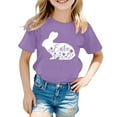 thumbnail image 1 of Chemises Filles Mode Décontractée Imprimé Col Rond Manches Courtes T-Shirt Hauts Filles Violet 1 An-2 Ans, 1 of 4