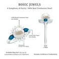 thumbnail image 6 of Rosec Jewels Freshwater Pearl Cocktail Ring with Blue Topaz and Moissanite - Pearl Ring for Women - AAA Quality Certified, 18K Yellow Gold, US 7.50, 6 of 7