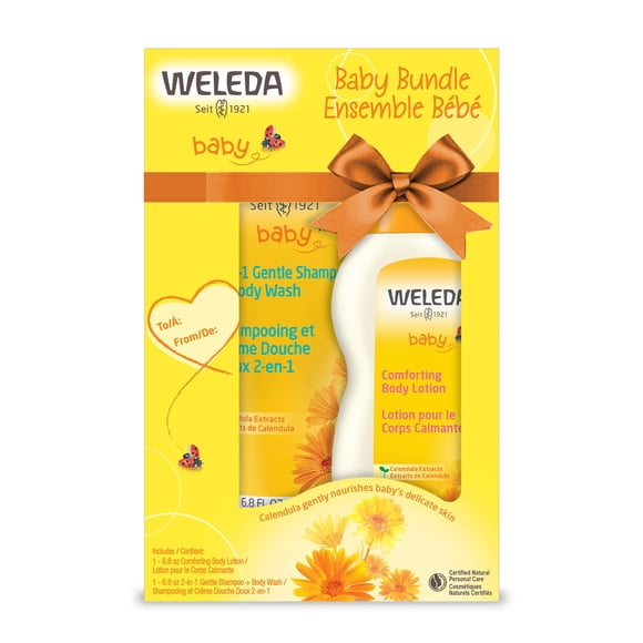 Paquete de loción corporal y champú Weleda Baby Calendula, 200 ml, 2