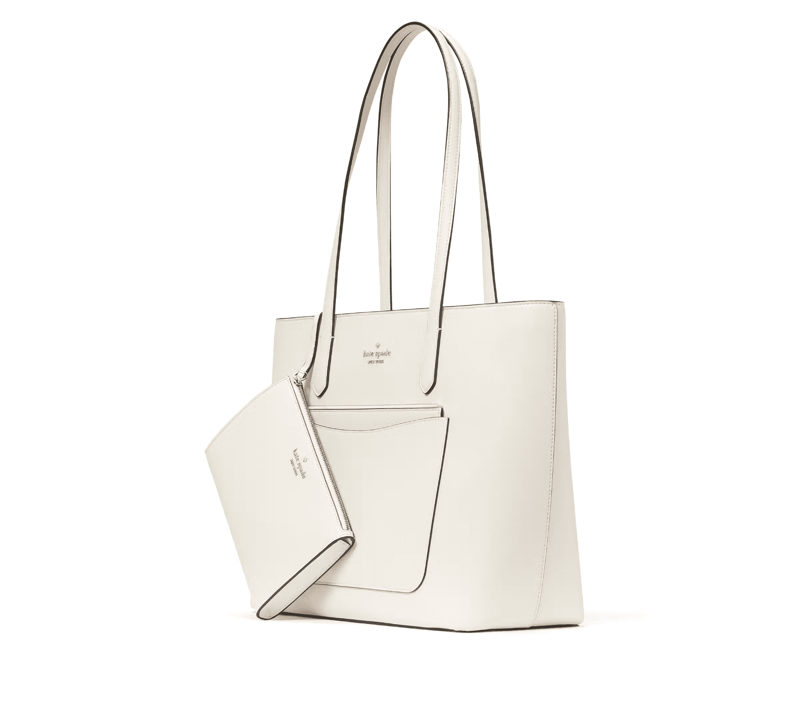 Kate Spade Staci Tote and Wristlet 3 Piece Set Meringue Leather