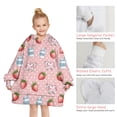 thumbnail image 6 of Pink Cow Milk Strawberry Pattern Blanket Hoodies for Kids 6-13YR Oversize Wearable Blanket Hoodies for Boys Girls Teens, 6 of 7