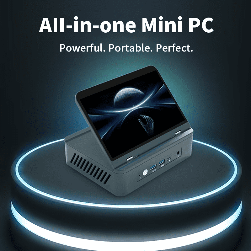 PTZZHEDM Mini PC AMD Ryzen 9 6900HX, 32GB DDR5,2048GB M.2 SSD,7" Auto-Rotating Touchscreen, 4K 144Hz Support, WiFi,Bluetooth
