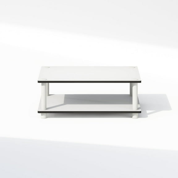 Just 2-Tier Toolless Multipurpose Printer Stand Display Storage Shelf, White w/White Tube