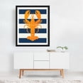 thumbnail image 2 of Yellow lobster and nautical stripes - Illustration Lobster Nautical Beach House Coastal Pattern Summer Minimalist Black Framed Wall Art Print 11 x 14 inches, 2 of 4
