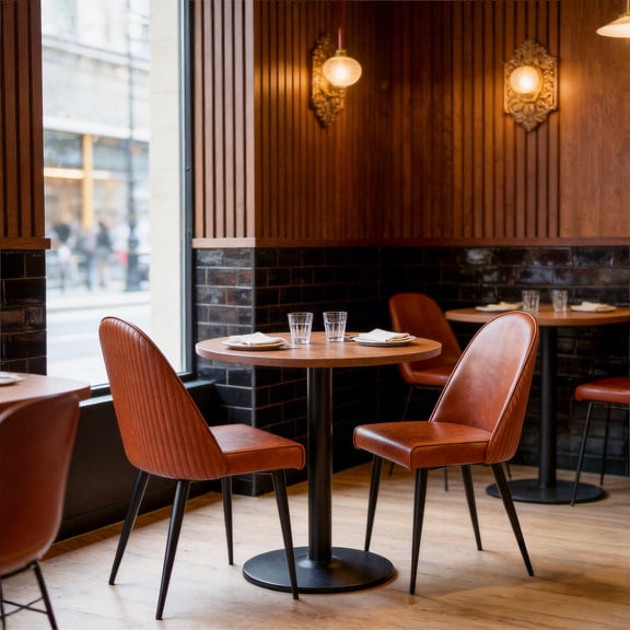 Silloth Armless Dining Chair Brown Dining Chair, Modern Style, Plush and durable faux leather fabric, Steel, Indoor Dining