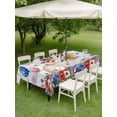 thumbnail image 4 of Outdoor Tablecloth with Umbrella Hole for Patio/Picnic/Party/Camping, 4th of July Waterproof Table Cloth Rectangle Table Cover Washable, Independence Day Patriotic Flowers Cat Grey (52"x 70"), 4 of 9