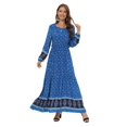 thumbnail image 4 of Sunsent Women Floral Long Sleeve Maxi Dress Casual Boho Fall Long Dresses, 4 of 7