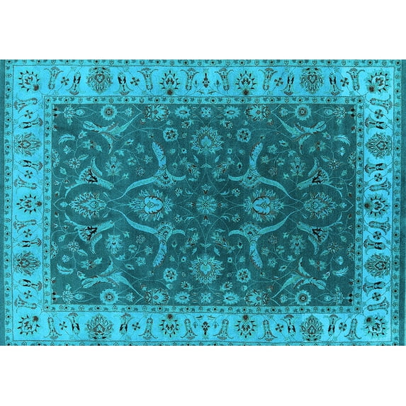 Ahgly Company Indoor Rectangle Oriental Light Blue Industrial Area Rugs, 2' x 5'