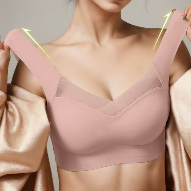 Aayomet Bralettes for Women and Sexy Sports Gathering Thin Bra and Tank Top  Style Underwear Without Steel Rings (Pink, L) 