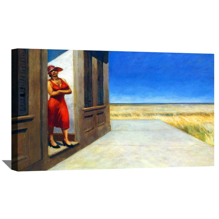 Edward Hopper Painting Art Print South Carolina Morning Canvas Art Framed Wall Art, Size: 39 x 26, Blue