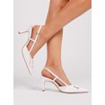 thumbnail image 5 of On feet& in love Women's Pointed Toe Slingback Heels with Geometric Buckle - White PU Leather Dress Pumps for Party & Wedding - Size 5.5, 5 of 8