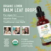 MaryRuths Organic Lemon Balm Leaf Liquid Extract Herbal Supplement Drops, 590 mg, Lemon Flavor, Vegan, Gluten-Free, Dairy-Free, Unisex, 1 fl oz