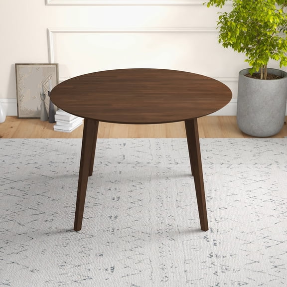 Dtwnek Round Dining Desk for 4 Person, Wood Dining Table for Living Room, Kitchen, Dining Room, Brown