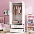 thumbnail image 2 of Twin Fins 32" Modern White Closet System with Spacious Storage - 2 Drawers -White, 2 of 9