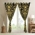 thumbnail image 3 of Damask Gothic Curtains Antique Victorian 30%-50% Blackout Curtains 2 Panels 52"Wx63"L,Black Yellow Sugar Skull Curtains Drapes Vintage Baroque Floral Goth Curtains, 3 of 6