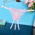 thumbnail image 2 of BKQCNKM Thongs for Women, Lace Underwear for Women, Lace Thongs, Cutout Pendant Pearl Beads Butterfly G String Thong Underpants, Valentines Day Underwear,Pink M, 2 of 8