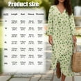 thumbnail image 6 of COEQINE Women's Boho Casual Dress 3/4 Sleeve Wrap V-Neck Midi Length, Flowy Loose Fit Linen-Look Polyester A Line Tunic Dress, Easy Care, Size 4XL, Green Clover Leaf, 6 of 6