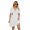 White, variant on Women's V Neck Puff Sleeve Dress with Pocket Contrast Detail 65% rayon 30% polyester 5% polyester Knee Length