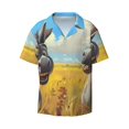 thumbnail image 3 of Balery Funny Countryside Donkey Men's Casual Button Down Shirt Short Sleeve Textured Summer Cuban Beach Shirts-3X-Large, 3 of 7