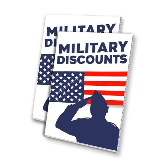Military Discounts (24" X 36") 4mm Corrugated Plastic Panel, Graphics Applied To 1 Side (Pk of 2)