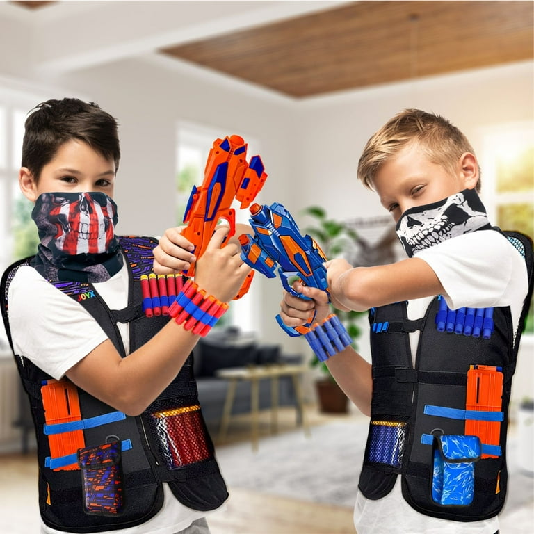 JoyX Tactical Vest Kit Action-Packed Party Supplies: Compatible with Nerf  Blaster Guns, Foam Dart Accessories, Team Play Equipment (2 Sets)