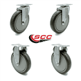 thumbnail image 2 of 6 Inch Gray Polyurethane Wheel Swivel Top Plate Caster Set with 2 Rigid SCC, 2 of 2