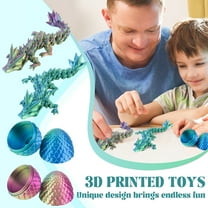 Easter Decorations Dragon Toys 3D Printed Articulated Crystal Dragons with Eggs, Easter Egg Basket Stuffers Home Decoration Desk Toys Figures for Adults , 2PCS