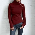 thumbnail image 2 of Scyoekwg Sweatshirts for Women Long Sleeve Tunic Tops Tunic Fall Blouse Pullover Turtleneck Solid Color Casual Shirt Tops Lightweight Long Sleeve Loose Fit Blouses Wine XL, 2 of 9