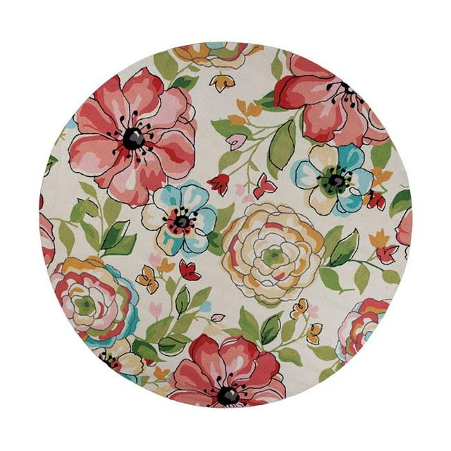 HomeRoots 353078 Tapis Rond en Polyester Sable de 7 Pi 6 Po