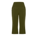 thumbnail image 7 of Women's Flare Capri Leggings with Pockets Tummy Control High Waisted Bootcut Yoga Pants-Workout Lounge Leggings Army Green M, 7 of 7