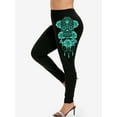 thumbnail image 1 of Rosegal Women's Gothic High Waist Rose Skull Print Skinny Leggings, 1 of 4