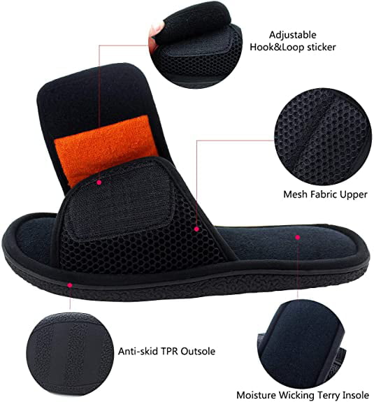 Walkfun Men's Memory Foam Adjustable Mesh Spa Home Indoor Slippers 