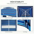 thumbnail image 5 of Zateety 5.8' X 5.8' Portable Beach Umbrella with Double-Top, Ruffled Outdoor Cabana with Walls, Vents, Sandbags, Carry Bag, Blue Stripe, 5 of 9
