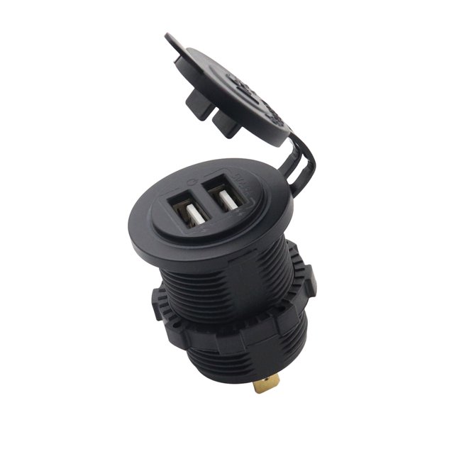 Dual USB Charger Socket 5V 4.8A Power Outlet Fast Charging with LED Touch Switch Suitable for 12V/24V Cars, Boats, ATVs, Trucks and Motorcycles