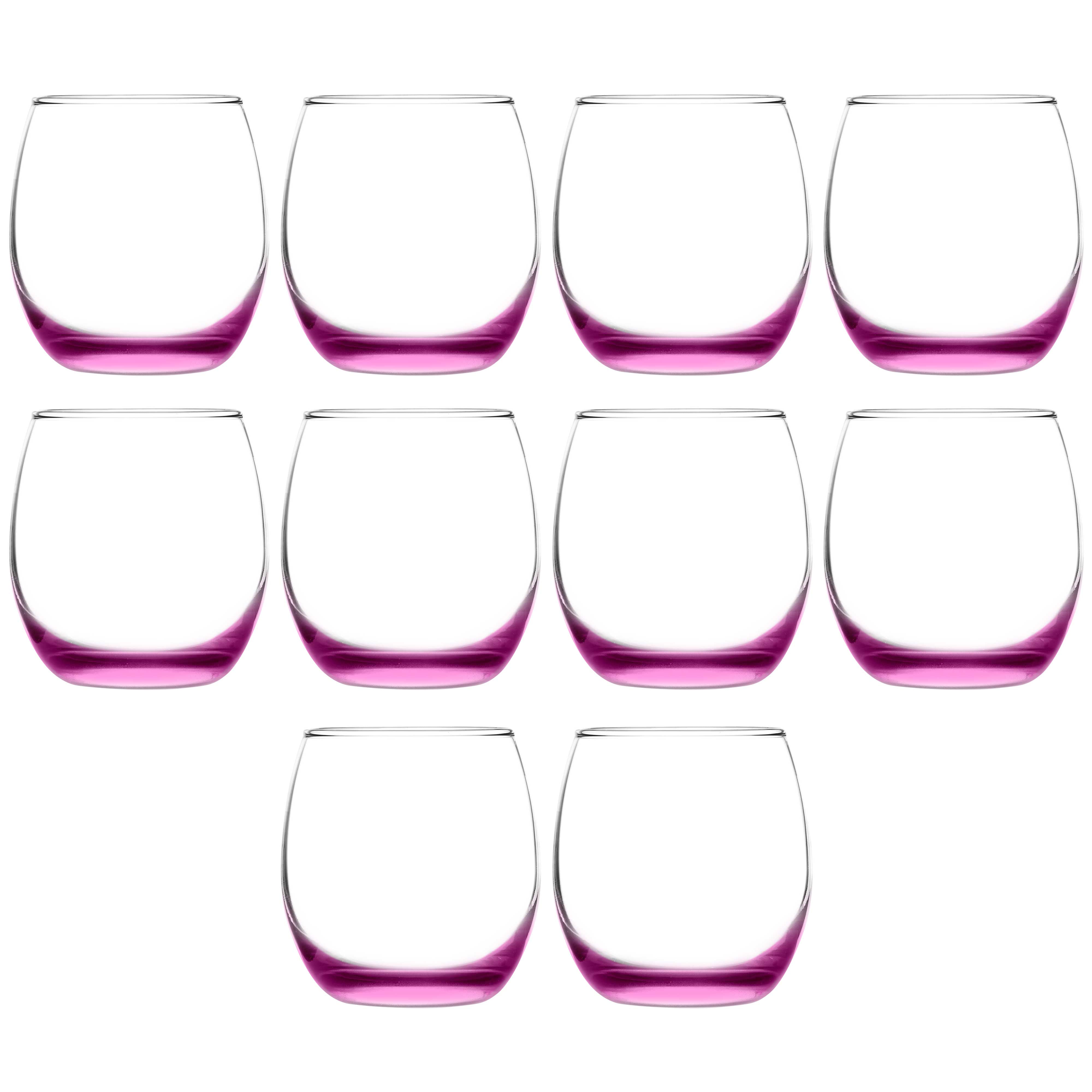 Mikonos Stemless Wine Glasses 11.5 oz. Set of 10, Bulk Pack