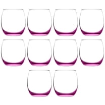 Mikonos Stemless Wine Glasses 11.5 oz. Set of 10, Bulk Pack - Restaurant Glassware, Perfect for Red Wine, White Wine, Cocktails - Pink