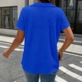 thumbnail image 4 of Siminsem V Neck Textured Button Decor Top for Women Loose Short Sleeve Casual Pullover Tunic Blouse Dressy Loose Fit Cute Casual Top for Daily Outfits, Blue, XL, 4 of 5