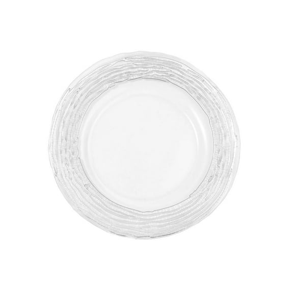 1 Pc, Glass Charger Plate W/Twigs Trim - Silver For Home & Event Decor