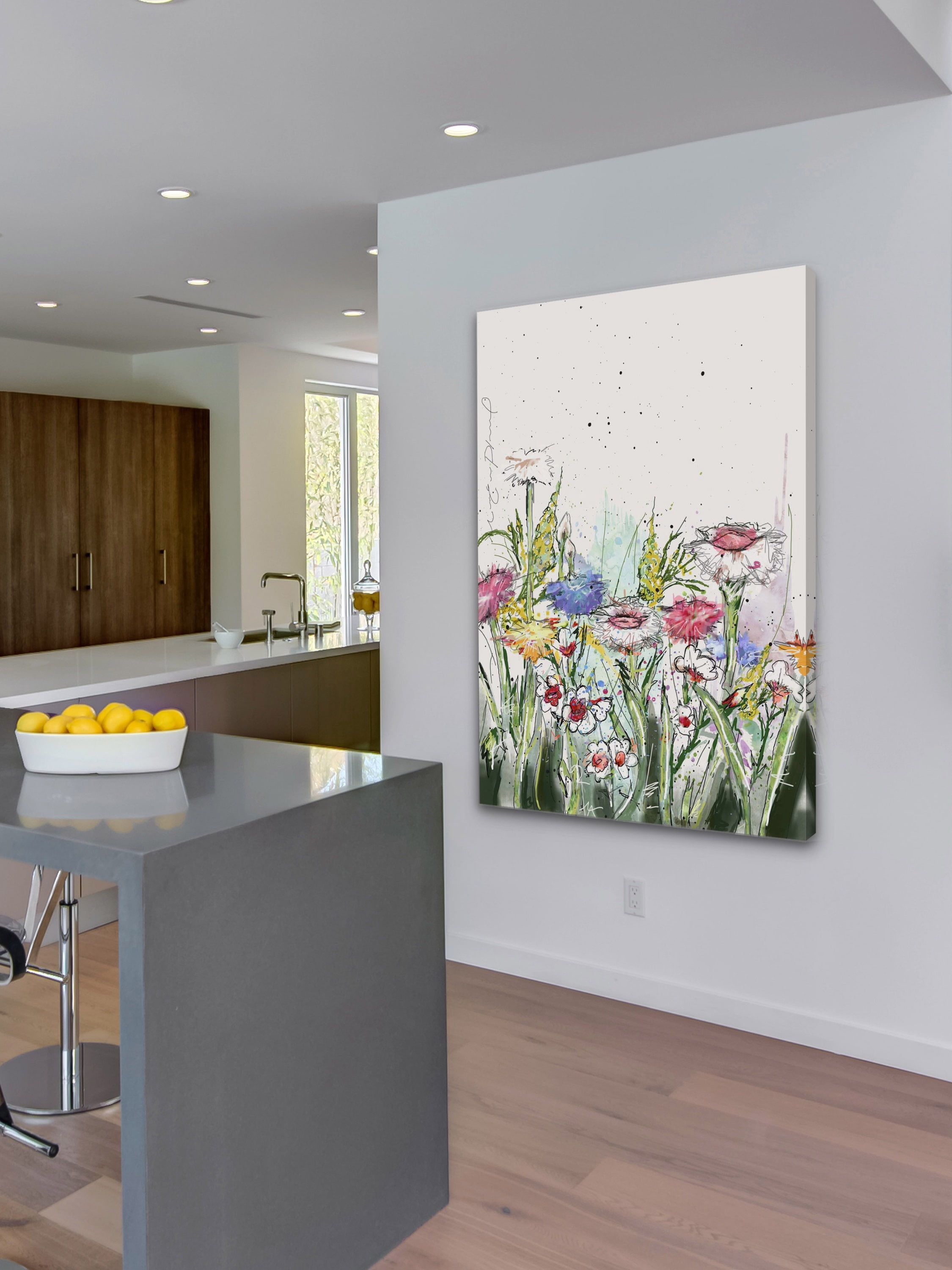 "Fleurs Fraiches" Painting Print on Wrapped Canvas