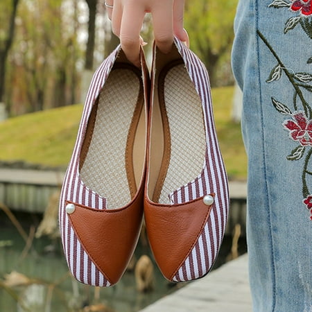 

Cathalem Womens Shoes Low Heel Casual Shoes Fashion Matching Stripes Flat Women s Spring And Casual With Color Flip Flops Shower Red 6.5