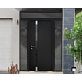 thumbnail image 2 of Front Exterior Prehung Steel Door / Cynex 6777 Black / 2 Side and Top Exterior Window / Stainless Inserts Single Modern Painted-W14+36+14" x H80+16"-Right-hand Inswing, 2 of 6