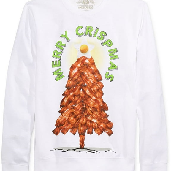 American Rag Mens Merry Crispmas Sweatshirt, White, Medium