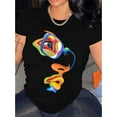 thumbnail image 1 of Camiseta informal de manga corta con cuello redondo y estampado de arte abstracto para mujer, ideal para primavera y verano. Ideal para adultos, hombres, mujeres, adolescentes y jóvenes., 1 of 6