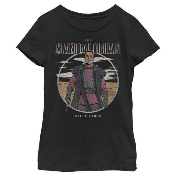Girl's Star Wars: The Mandalorian Greef Karga Portrait  Graphic Tee Black X Large