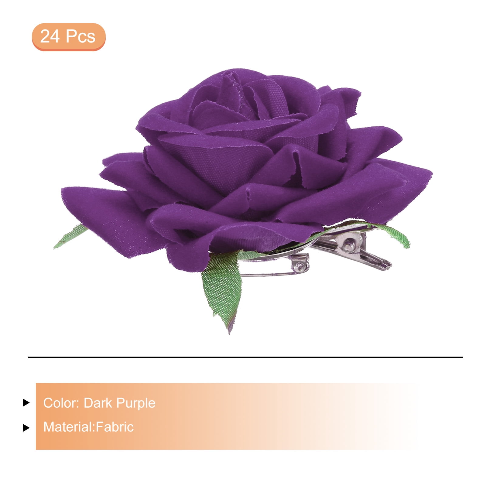 24 Pcs Rose Flower Hair Clips 3 Inch Flower Hair Pins for Women Hair Accessories Dark Purple