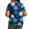 thumbnail image 3 of Hueook Plus Size Christmas T Shirts for Women Short Sleeve Graphic Tee Xmas Blue Snowflake Blue Holiday Top Multicolor 2X, 3 of 5