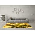 thumbnail image 3 of Ahgly Company Machine Washable Indoor Round Abstract Yellow Modern Area Rugs, 3' Round, 3 of 4