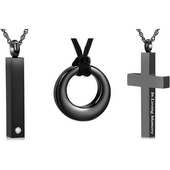 3 Pieces Cremation Urn Necklaces for Ashes Keepsake Cremation Jewelry Cross Crystal Crystal Stainless Steel Memorial Pendant for Women Men Loved Ones