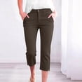 thumbnail image 2 of StSilkitty Casual Capris Pants for Womens High Waist Stretch Button Cropped Pants Solid Color Soft Capri Pant with Pockets, 2 of 9